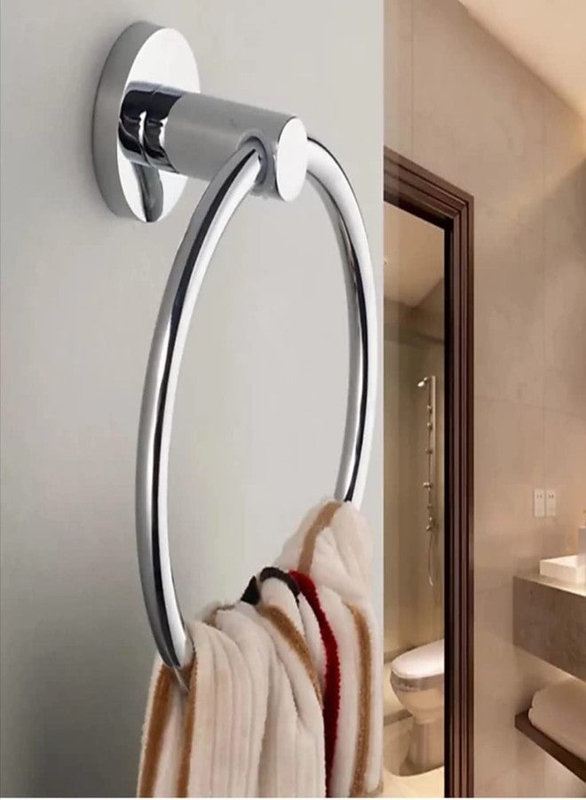 Proniks Napkin and Towel Hanging Wall Holder for Bathroom, Kitchen and Toilet in Round Shape in Chrome Finish (Pack of 1) - Image 1